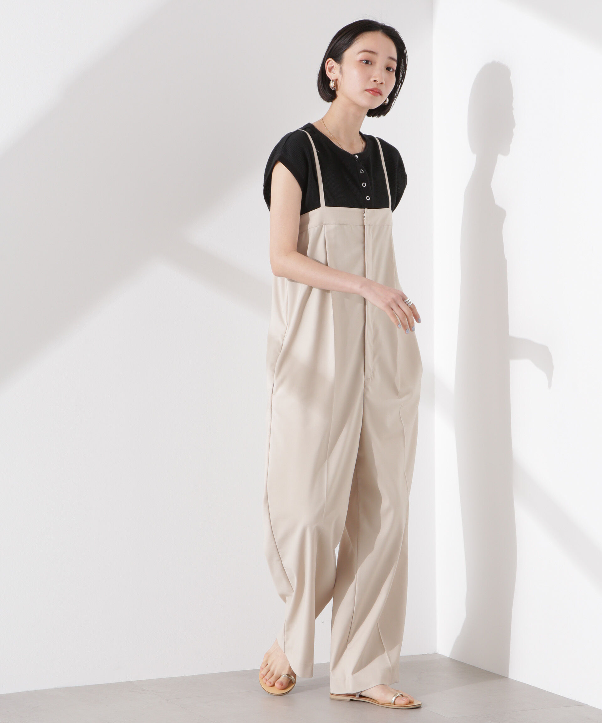 nano･universe「ワッフルヘンリーノースリーブトップス」|Tシャツ・カットソー|