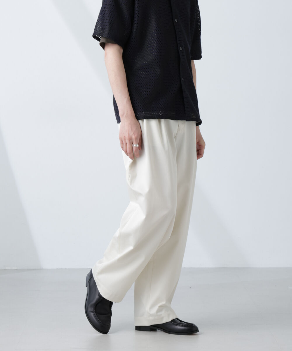 nano･universe「「大人のワイドパンツ」2タックワイドトラウザーズ」|チノ|オフホワイト1