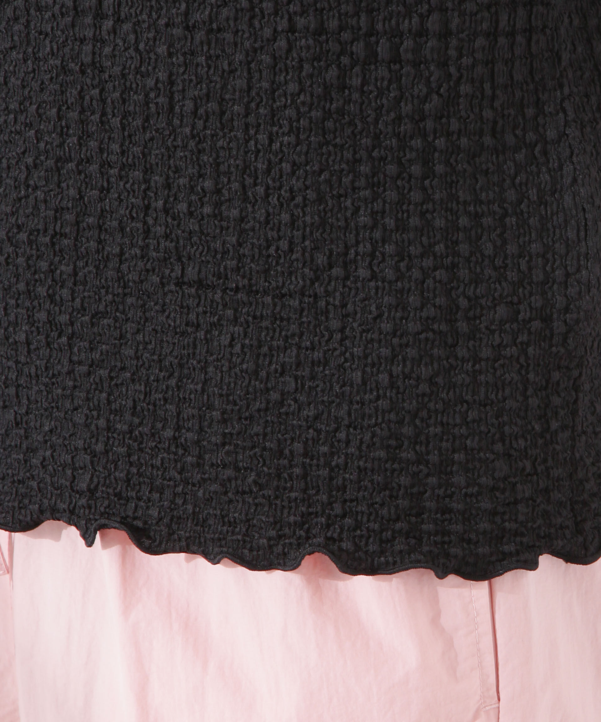 nano･universe「シャーリングジャガード半袖ナロートップス (セットアップ可)」|Tシャツ・カットソー|