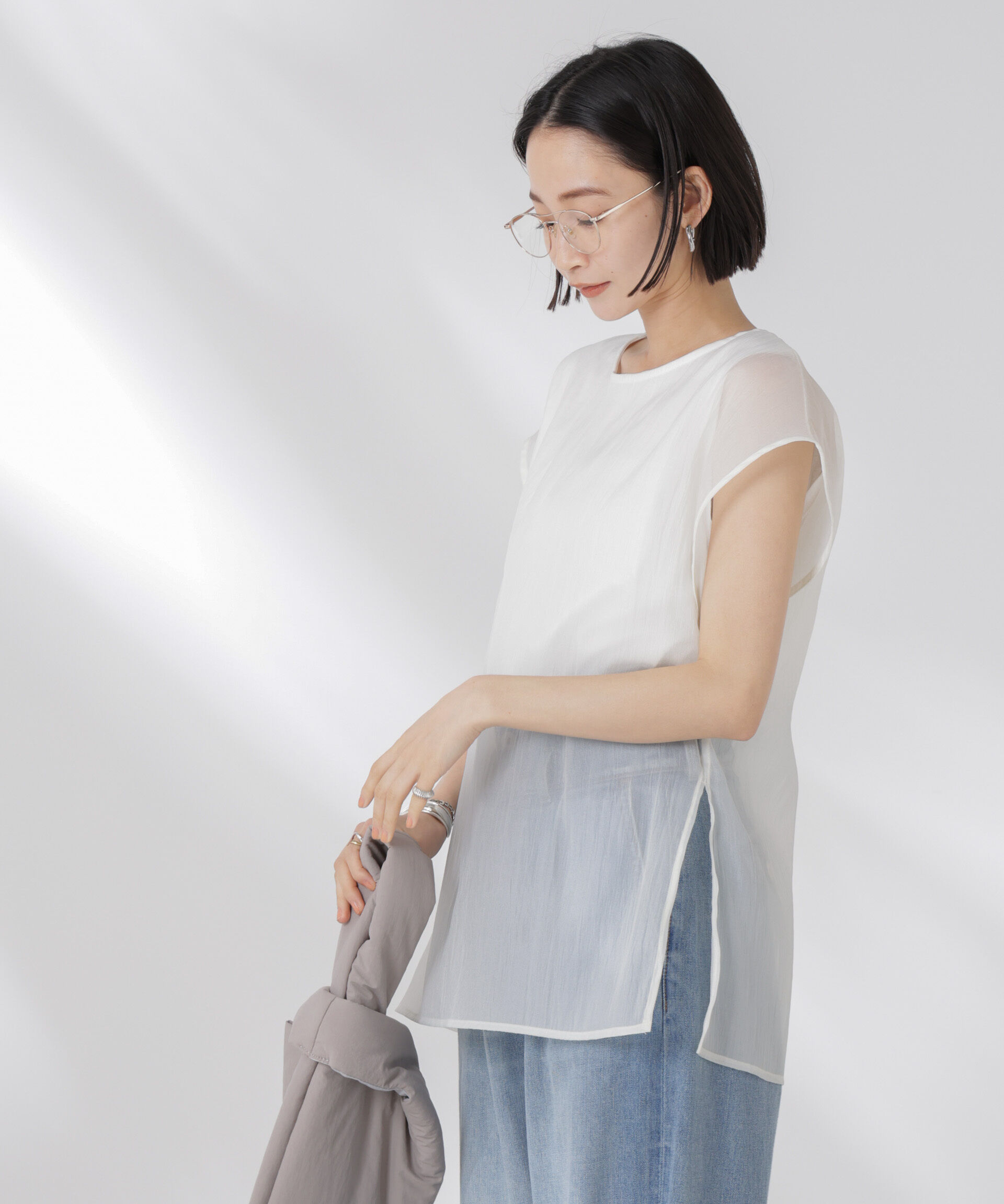nano･universe「シアーレイヤードノースリーブカットトップス」|Tシャツ・カットソー|