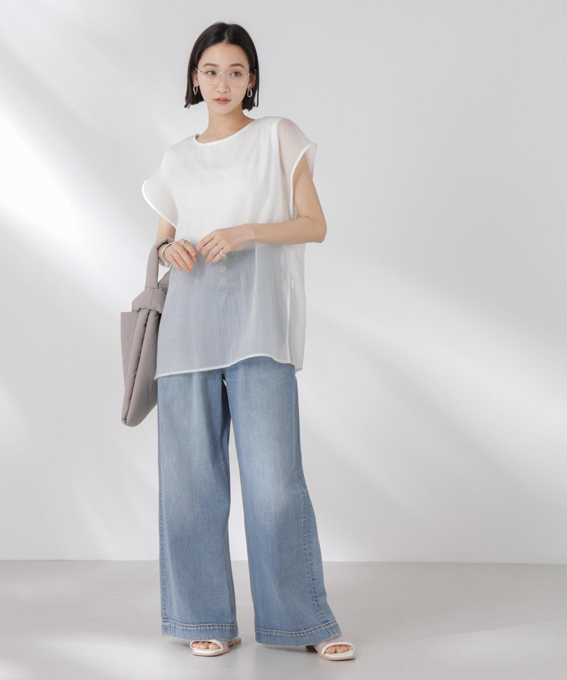 nano･universe「シアーレイヤードノースリーブカットトップス」|Tシャツ・カットソー|