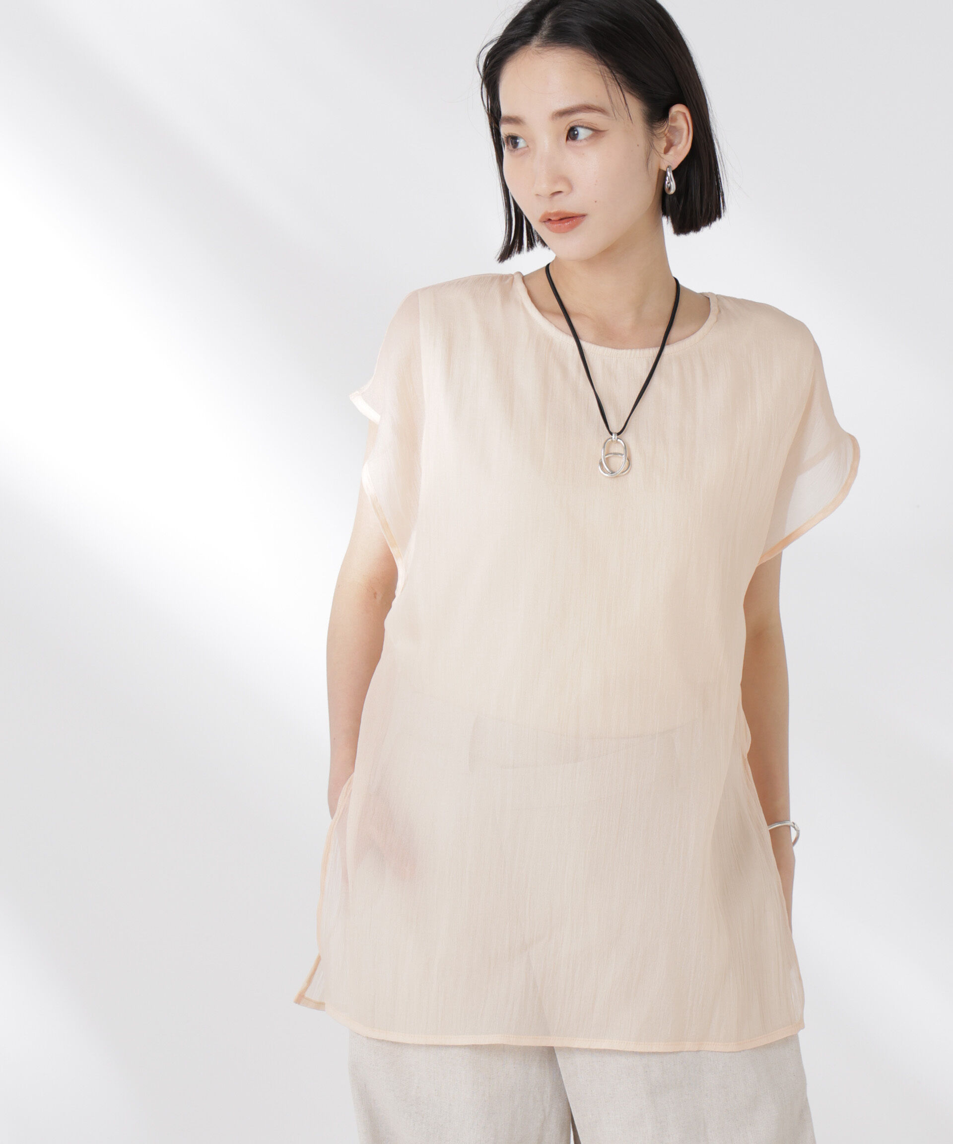 nano･universe「シアーレイヤードノースリーブカットトップス」|Tシャツ・カットソー|