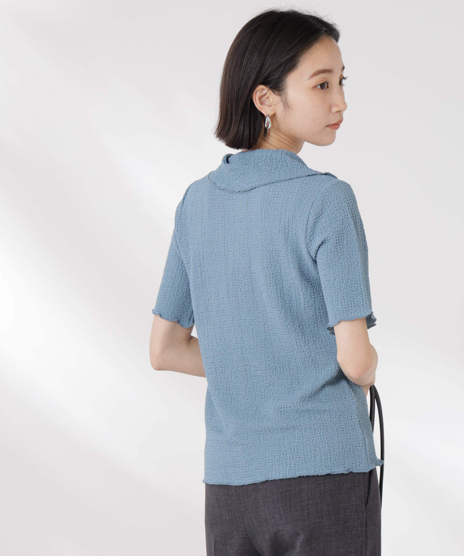 nano･universe「衿付カットジャガードメロートップス」|Tシャツ・カットソー|