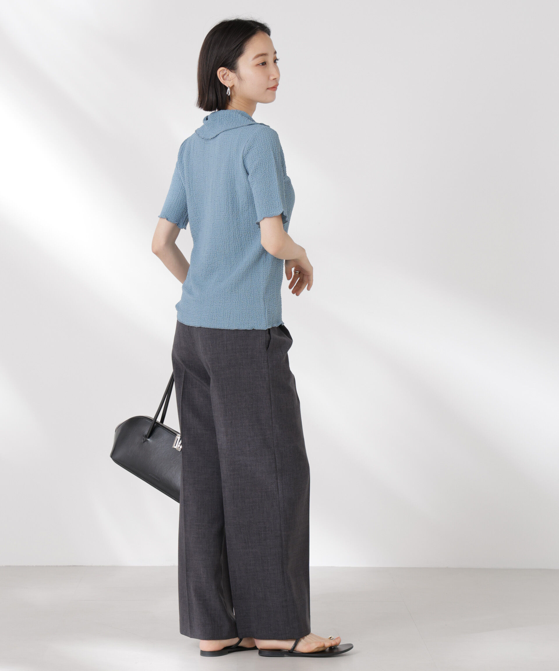 nano･universe「衿付カットジャガードメロートップス」|Tシャツ・カットソー|