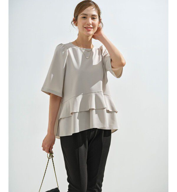 組曲「【接触冷感・吸湿・UVカット】ジョーゼットジャージーフリルブラウス」|シャツ・ブラウス|