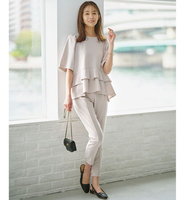 組曲「【接触冷感・吸湿・UVカット】ジョーゼットジャージーフリルブラウス」|シャツ・ブラウス|