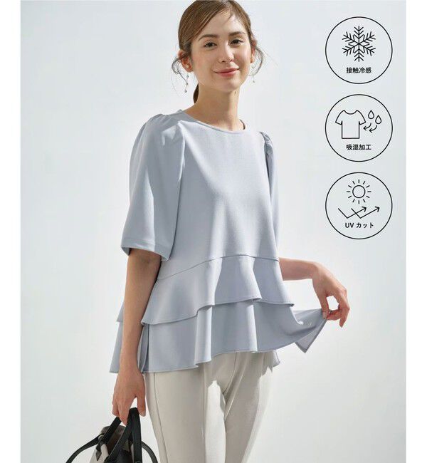 組曲「【接触冷感・吸湿・UVカット】ジョーゼットジャージーフリルブラウス」|シャツ・ブラウス|ﾌﾞﾙｰｸﾞ