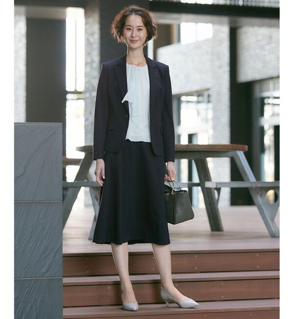 自由区「【好評につき追加生産/洗える】WASHABLEPONTE セミフレアスカート」|スカート|ネイビー系