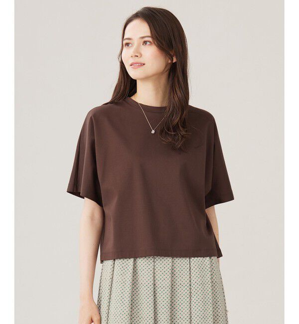自由区「【洗える】ハイカウントクロップド丈 カットソー」|Tシャツ・カットソー|[新色]ブラウン