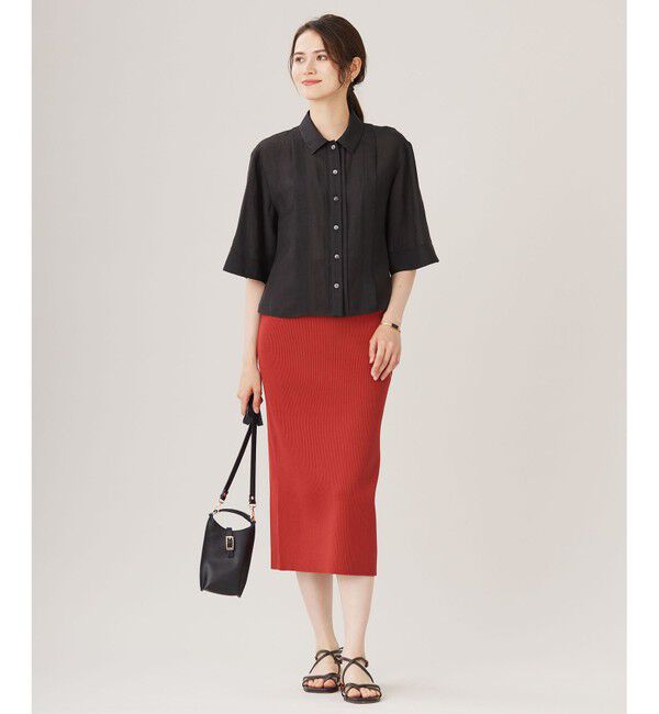 自由区「【洗える】リブストレッチタイト スカート」|スカート|