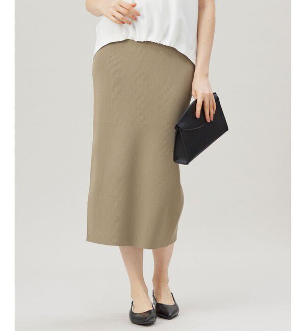 自由区「【洗える】リブストレッチタイト スカート」|スカート|[新色]シナモン
