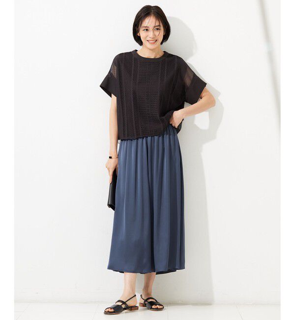 自由区「【洗える】レースエッジ Tシャツ&タンクトップセット トップス」|Tシャツ・カットソー|