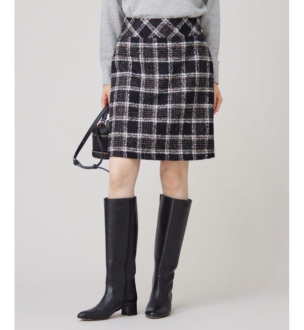 自由区「BALLIループミルドチェック スカート」|スカート|ブラック&times;モカ
