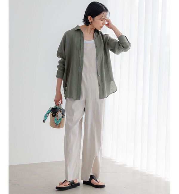 23区「【CLASSY.6月号掲載/洗える】リネンレーヨンストレッチ サロペット」|オールインワン|