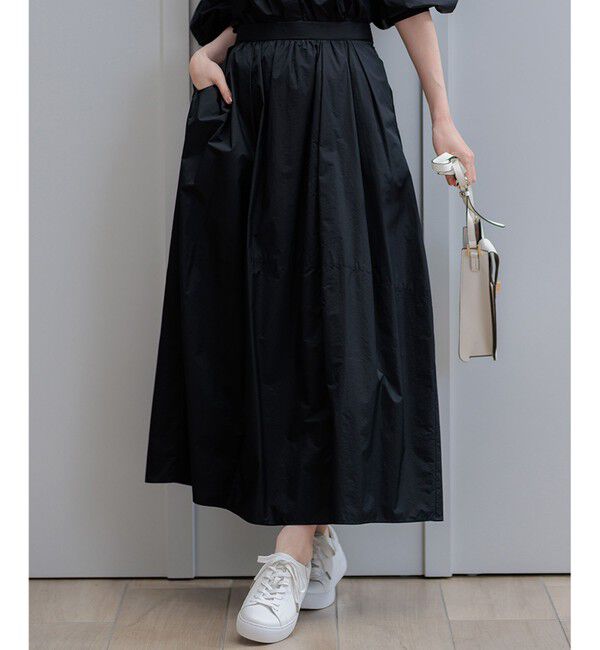 23区「【洗える】ナイロンコットンポプリン スカート」|スカート|ブラック系