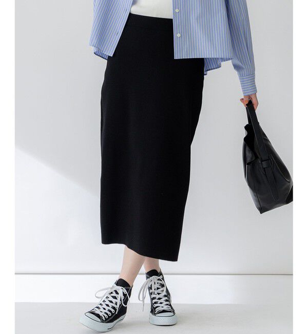 23区「【洗える】コンフォートストレッチ ニット タイト スカート」|スカート|ブラック系