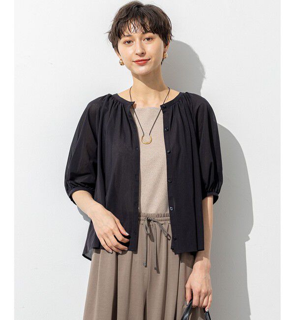 23区「【洗える】クリアトリコットジャージー ティアードデザイン カットソー」|Tシャツ・カットソー|ブラック系