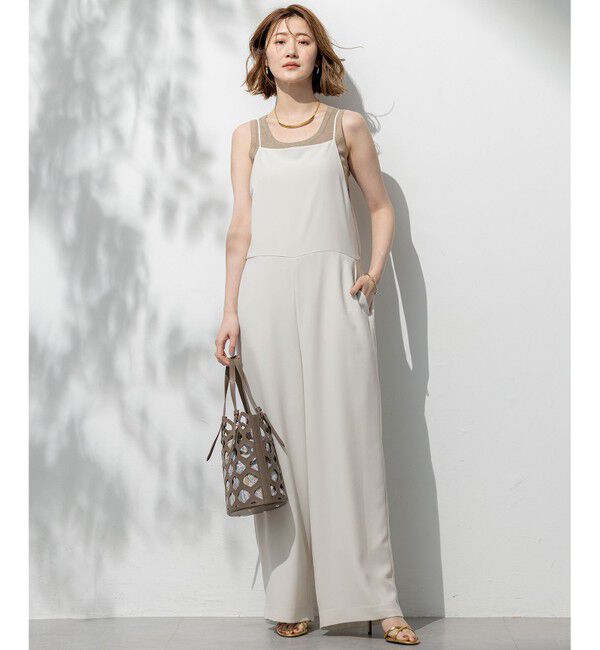 23区「【一部店舗限定/吸水速乾/UVカット/接触冷感/洗える】ストレッチジョーゼット オールインワン」|オールインワン|ベージュ系