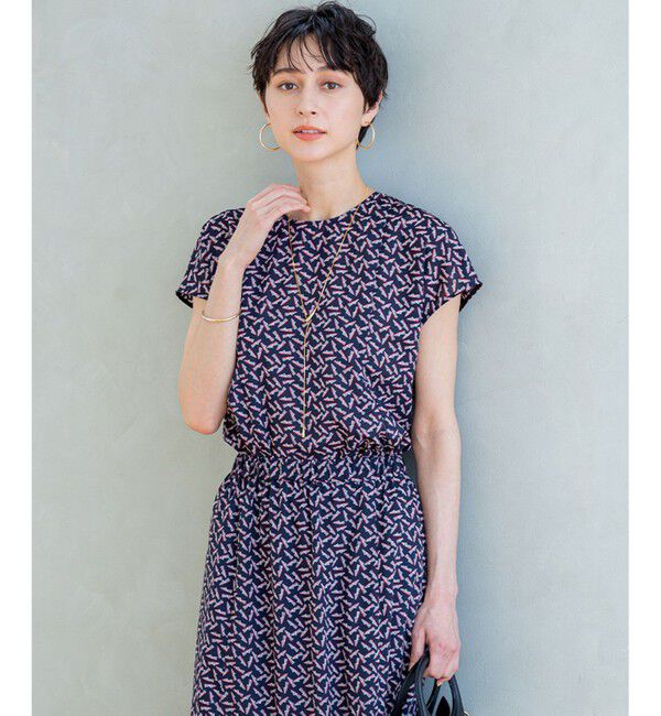 23区「【洗える】エスパドリーユ プリント ブラウス」|シャツ・ブラウス|ﾈｲﾋﾞｰﾌ