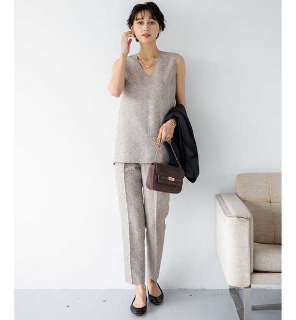 23区「【一部店舗限定/洗える】リネンライクジャカード セットアップ」|スーツ|グレージュ系