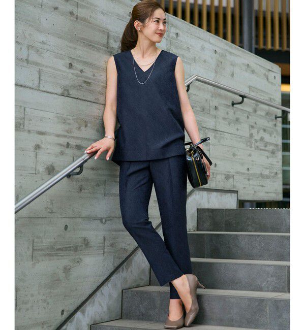 23区「【一部店舗限定/洗える】リネンライクジャカード セットアップ」|スーツ|ネイビー系