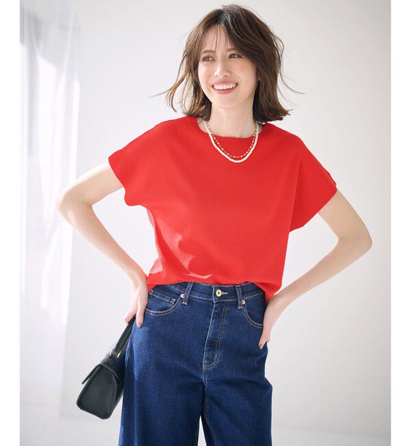 ANY SIS「【接触冷感・UVカット・洗える】ビューティクール フレンチ ニットＴ」|ニット・セーター|