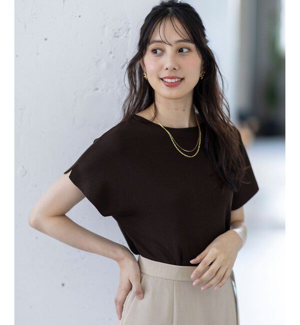 ANY SIS「【接触冷感・UVカット・洗える】ビューティクール フレンチ ニットＴ」|ニット・セーター|