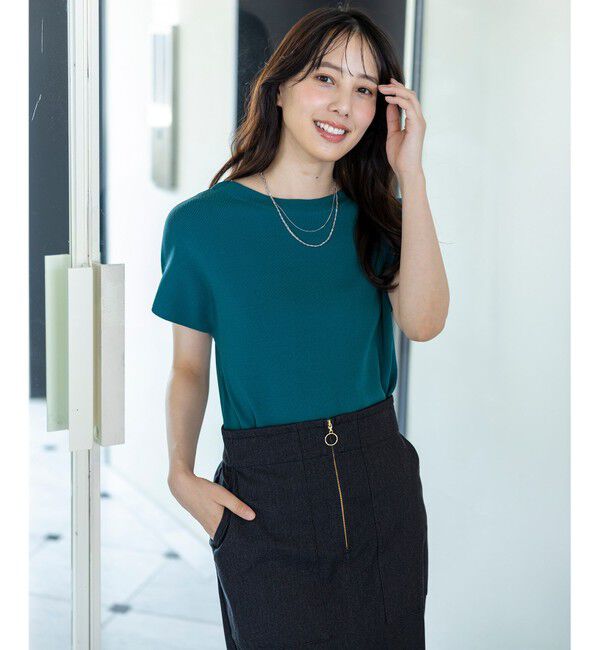 ANY SIS「【接触冷感・UVカット・洗える】ビューティクール フレンチ ニットＴ」|ニット・セーター|