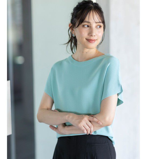 ANY SIS「【接触冷感・UVカット・洗える】ビューティクール フレンチ ニットＴ」|ニット・セーター|