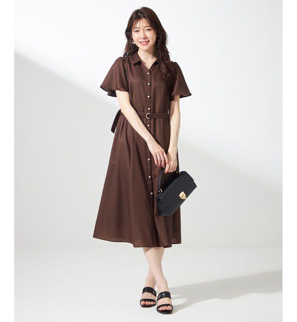 ANY SIS「【接触冷感・UVカット・速乾】スムージーポリエステル シャツワンピース」|ワンピース|