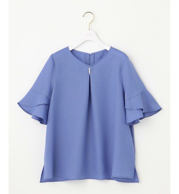 ANY SIS「【接触冷感・UVカット・速乾】スムージーポリエステル フレアスリーブ ブラウス」|シャツ・ブラウス|