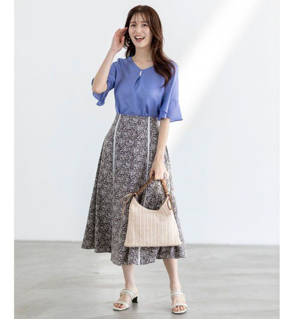 ANY SIS「【接触冷感・UVカット・速乾】スムージーポリエステル フレアスリーブ ブラウス」|シャツ・ブラウス|