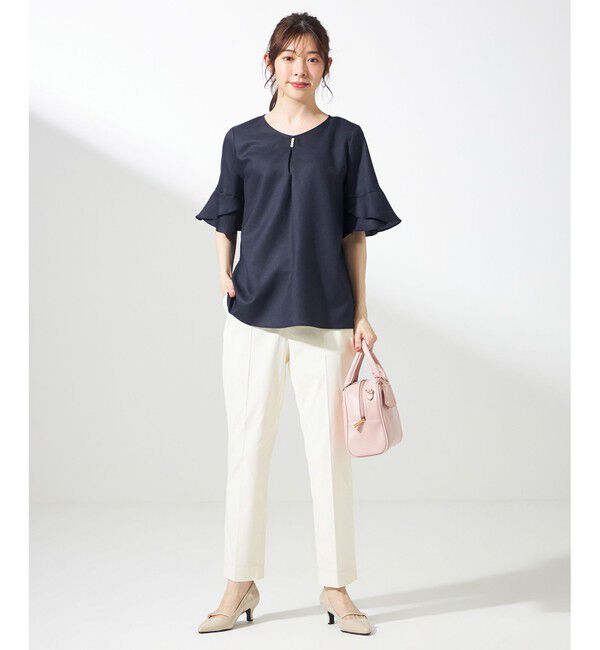 ANY SIS「【接触冷感・UVカット・速乾】スムージーポリエステル フレアスリーブ ブラウス」|シャツ・ブラウス|