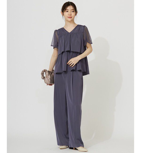 any SiS「【洗える】ティアードトップス&times;ワイドパンツSET」|スーツ|ｽﾓｰｷｰﾌ