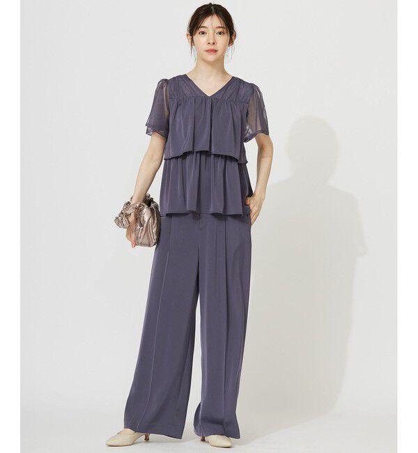 any SiS「【洗える】ティアードトップス&times;ワイドパンツSET」|スーツ|