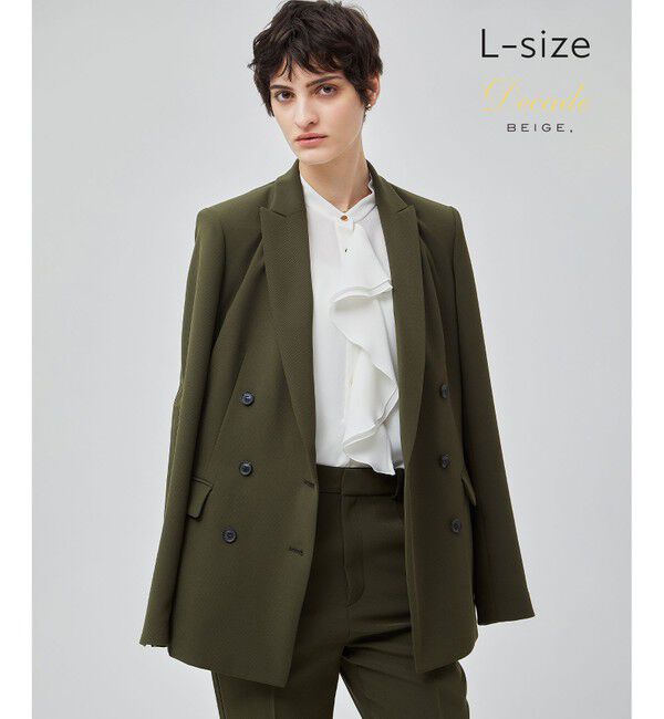 BEIGE,「【洗える・L-size】ALAINA / ダブルジャケット」|テーラードジャケット|Khaki