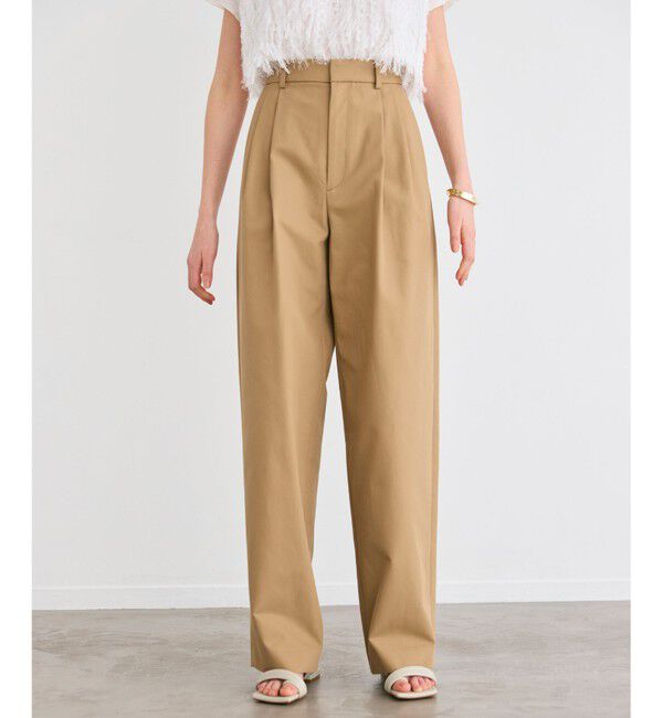 BEIGE,「【洗える】GAZANIA / コットンチノ2タックワイドパンツ」|チノ|Camel Beige