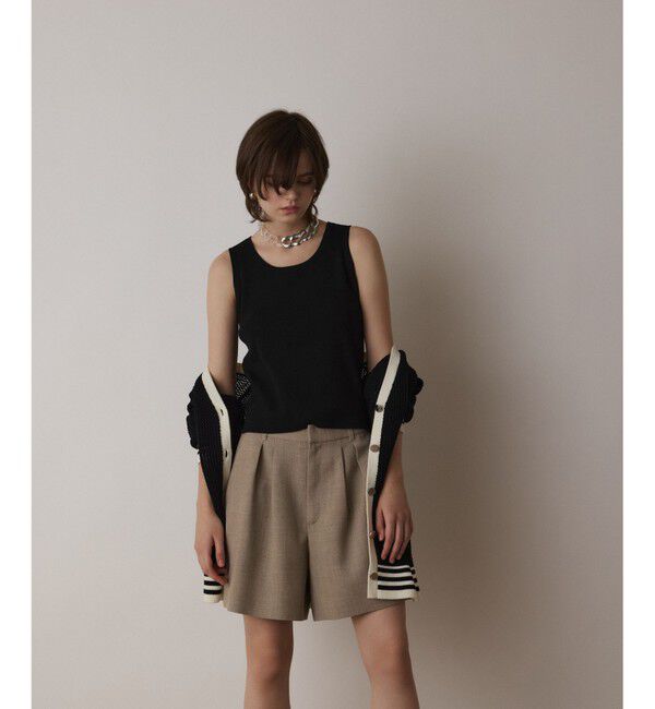  「Uネックリブニットトップ」|タンクトップ|