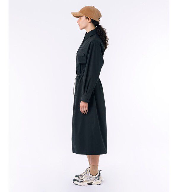 LACOSTE「撥水 ウエストドロスト ミリタリーフラップポケットシャツドレス / ロングシャツワンピース」|ワンピース|