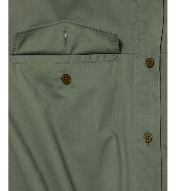 LACOSTE「撥水 ウエストドロスト ミリタリーフラップポケットシャツドレス / ロングシャツワンピース」|ワンピース|