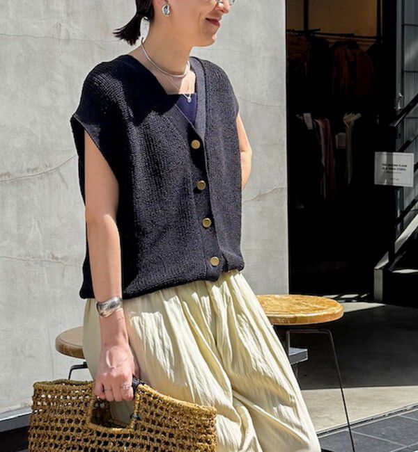 NOLLEY'S「《アンサンブル対応》《手洗い可能》ペーパーヤーン2WAYベスト」|ベスト・ジレ|ブラック