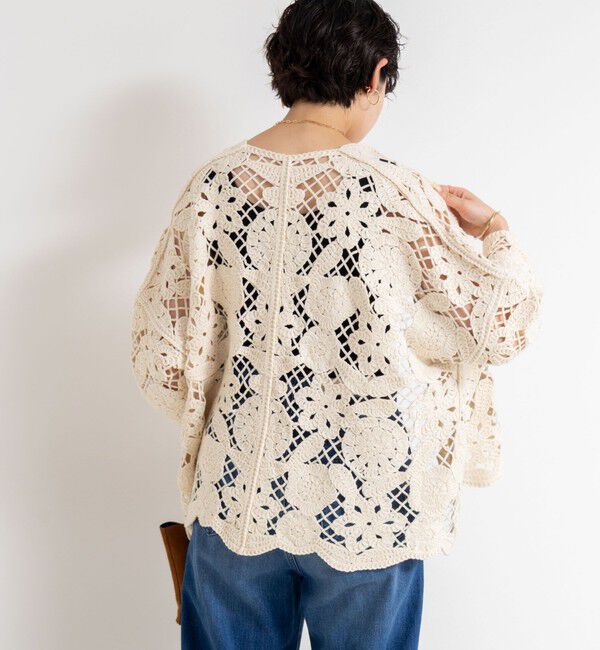 Rie Miller「《手洗い可能》レース刺繍7分袖ボレロ」|カーディガン|