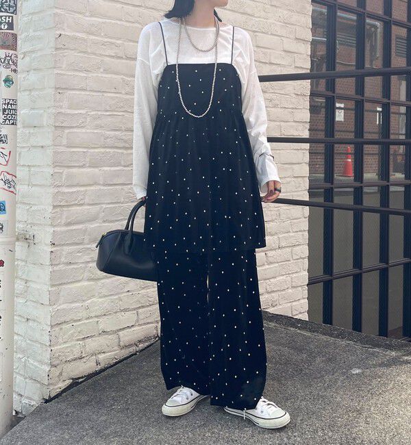 fredy emue「《セットアップ対応》ベロアドット刺繍イージーパンツ」|チノ|