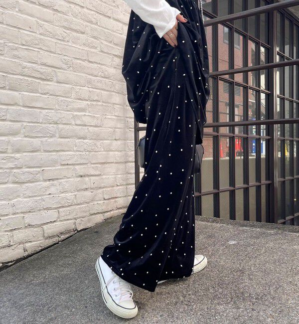 fredy emue「《セットアップ対応》ベロアドット刺繍イージーパンツ」|チノ|