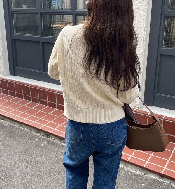 fredy emue「ウール混FR刺繍ケーブル柄カーディガン」|ニット・セーター|