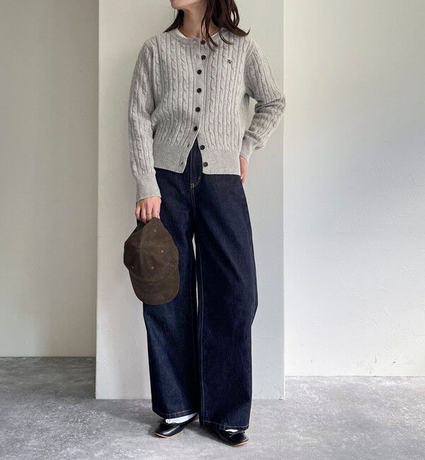 fredy emue「ウール混FR刺繍ケーブル柄カーディガン」|ニット・セーター|