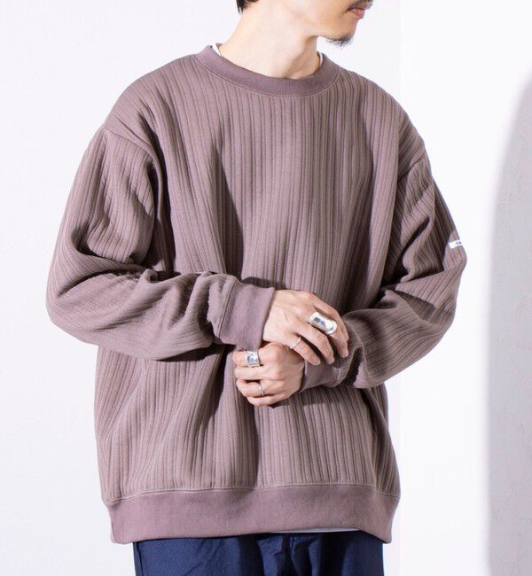 GLOSTER「【GLOSTER/グロスター】 ストライプ キルティング スウェット プルオーバー」|スウェット・ジャージ|