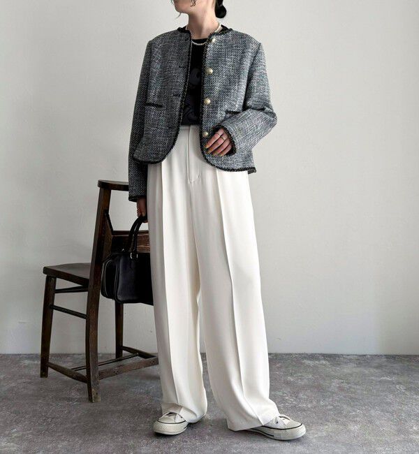 fredy emue「とろみツイルタックスラックス【レングス長め丈あり】」|スラックス|