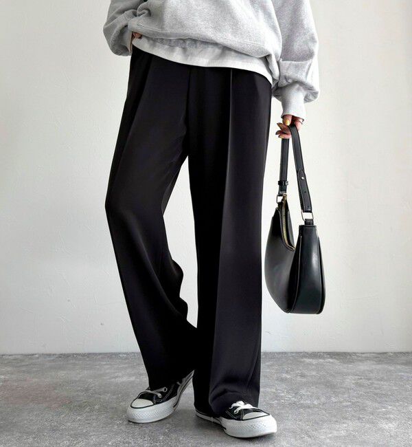 fredy emue「とろみツイルタックスラックス【レングス長め丈あり】」|スラックス|