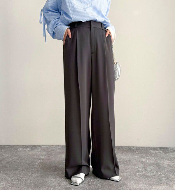 fredy emue「とろみツイルタックスラックス【レングス長め丈あり】」|スラックス|